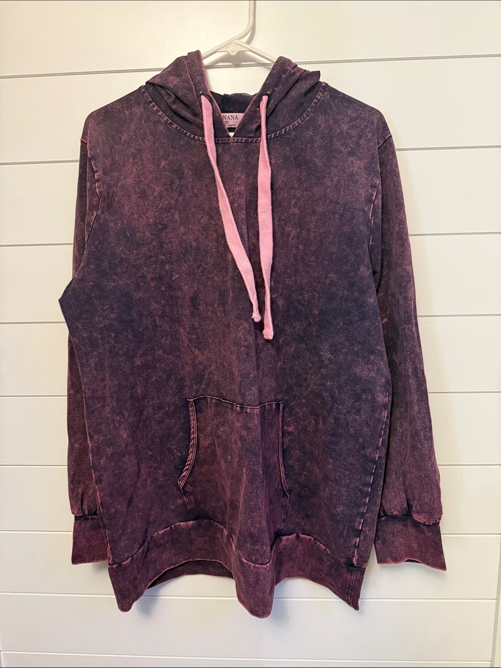 Zenana Outfitters Maroon Hoodie with Pink Accents